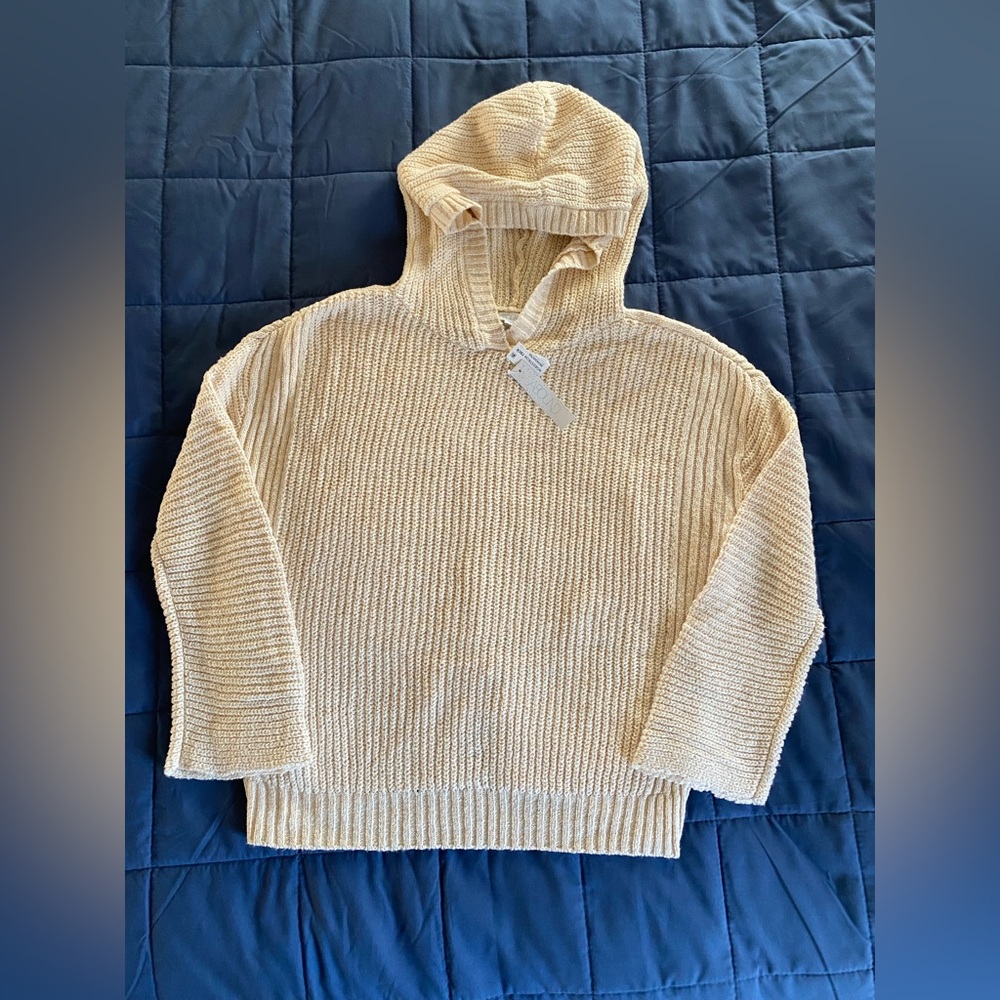 NWT Abound Knit Pullover Hoodie Beige Medium by Nordstrom Medium w Back Slit